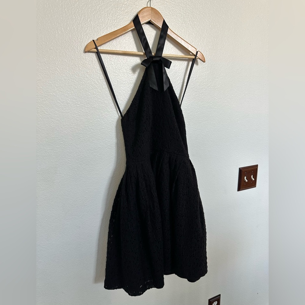 Rodarte Black Lace Backless halter Dress
